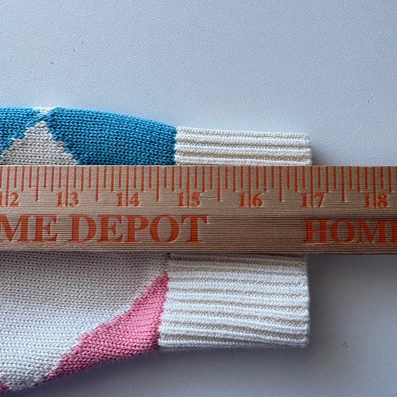 Boden Cotton Argyle Crew Sweater Large Diamond Harlequin Yellow Pink Blue Red - Picture 7 of 8